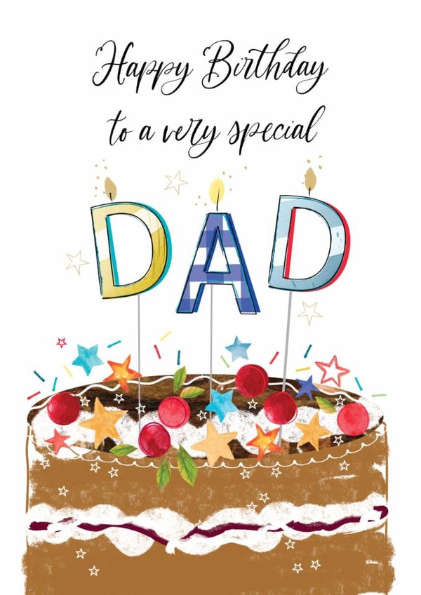 Traditional Birthday Card - For Dad - Cake created by Katie Phythian Design