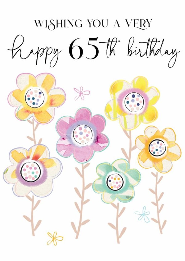 Traditional 65th Birthday Card - For Her - Flowers created by Katie Phythian Design