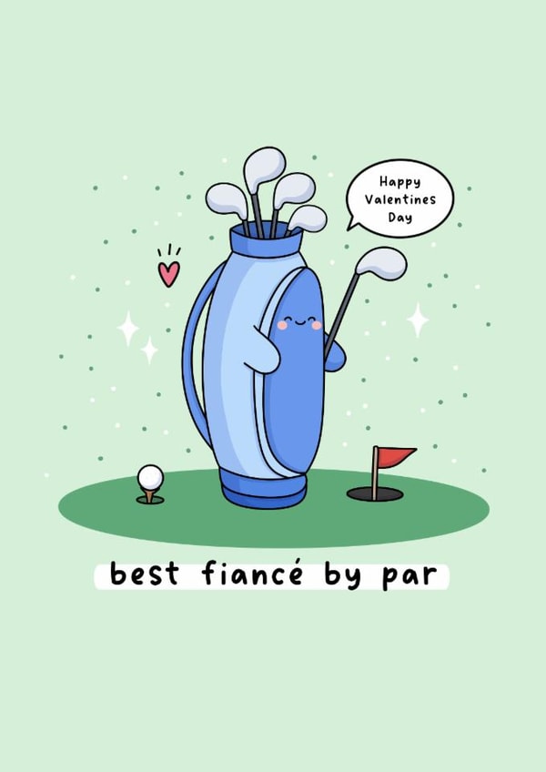 Cute Valentine's Day Card - For Fiancé - Golf created by Rosalie Perl