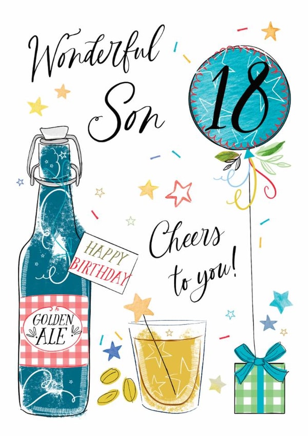 Traditional 18th Birthday Card - For Son - Beer created by Katie Phythian Design