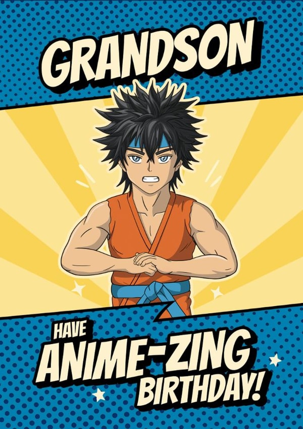Fun Birthday Card - For Grandson - Anime created by @Cupsie's Creations