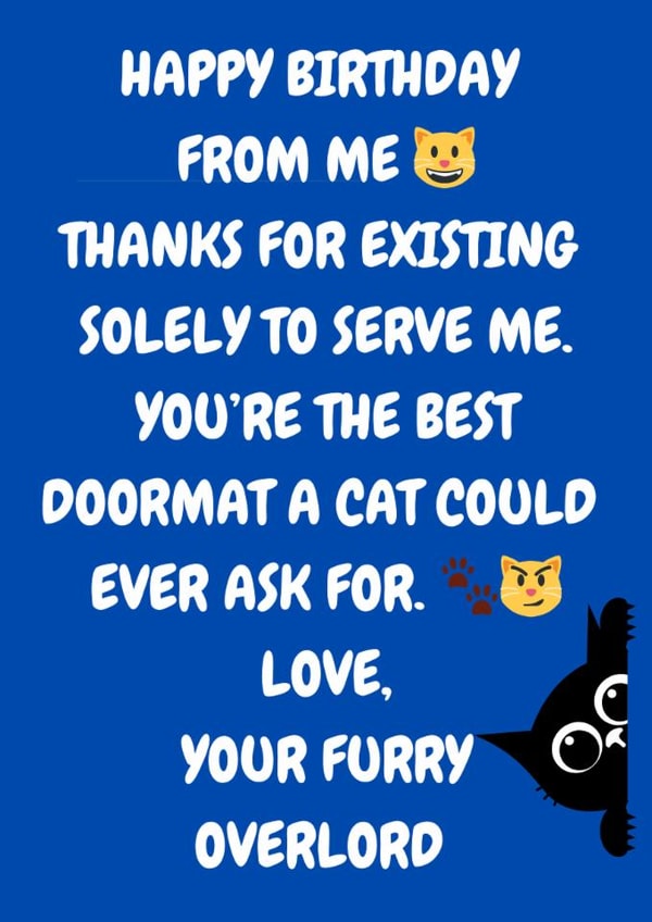 Funny And Cute Happy Birthday Card From The Cat created by The Awkward Card Company