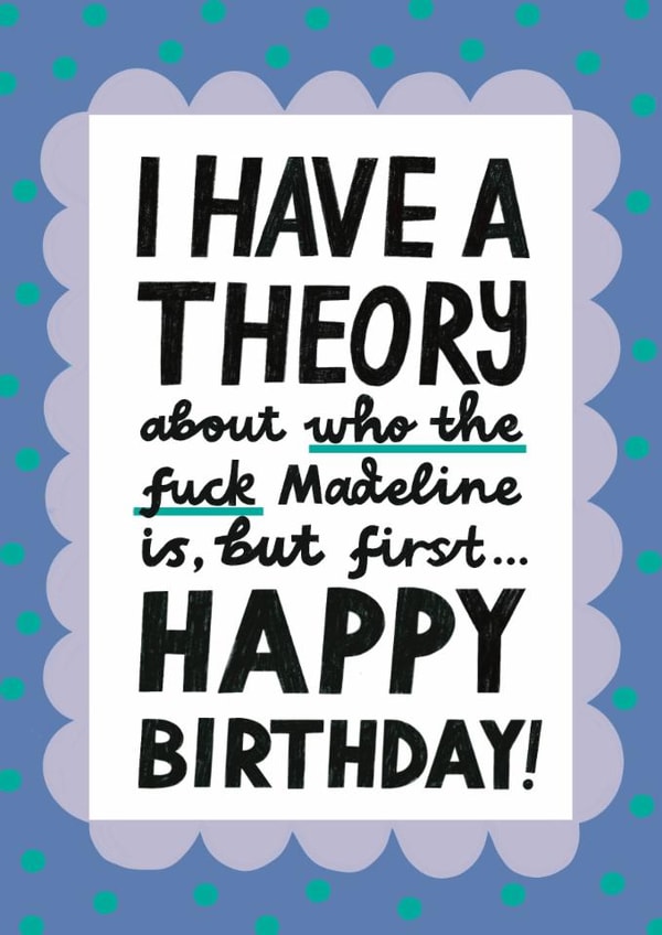 Funny Birthday Card - West End Girl - Lily Allen - Madeline created by Alice Mole Illustration