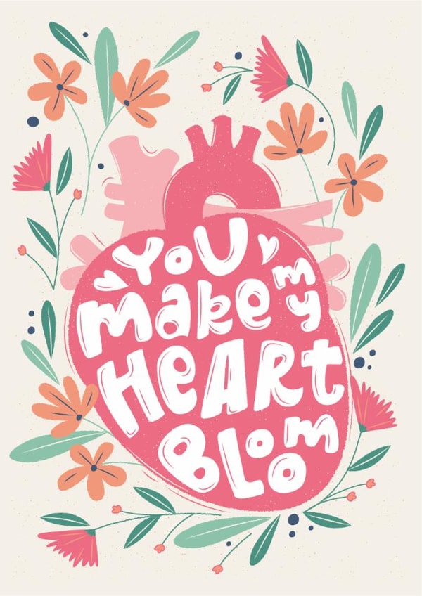 Pretty Valentine's Day Card - Floral Anatomical Heart created by letterfix