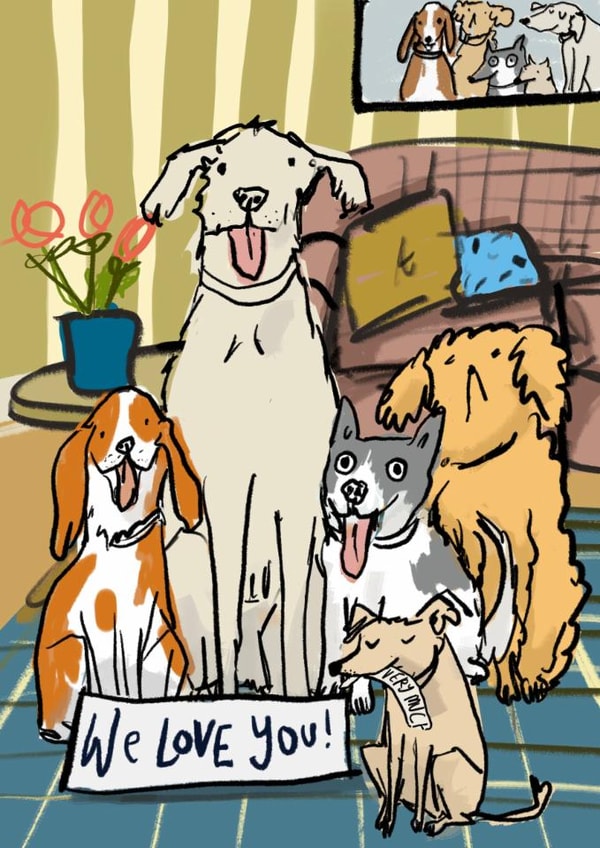 Cute Love & Friendship Card - We Love You! - Dogs created by Harriet Lowther