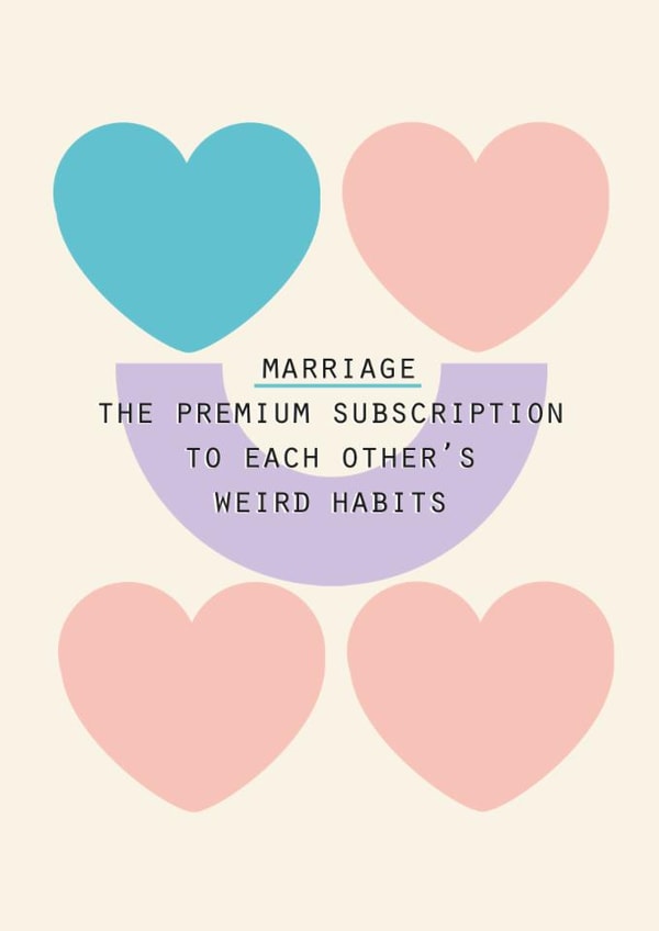 Funny Wedding Card – Subscription To Weird Habits created by Lola Design