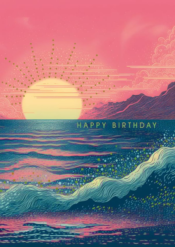 Classic Birthday Card – Coastal Sunset created by Lola Design