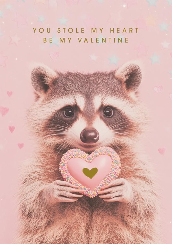 Cute Valentine’s Day Card – Raccoon - You Stole My Heart created by Lola Design
