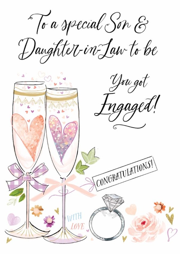 Classic Engagement Card - For Son & Daughter-In-Law To Be - Glasses created by Katie Phythian Design