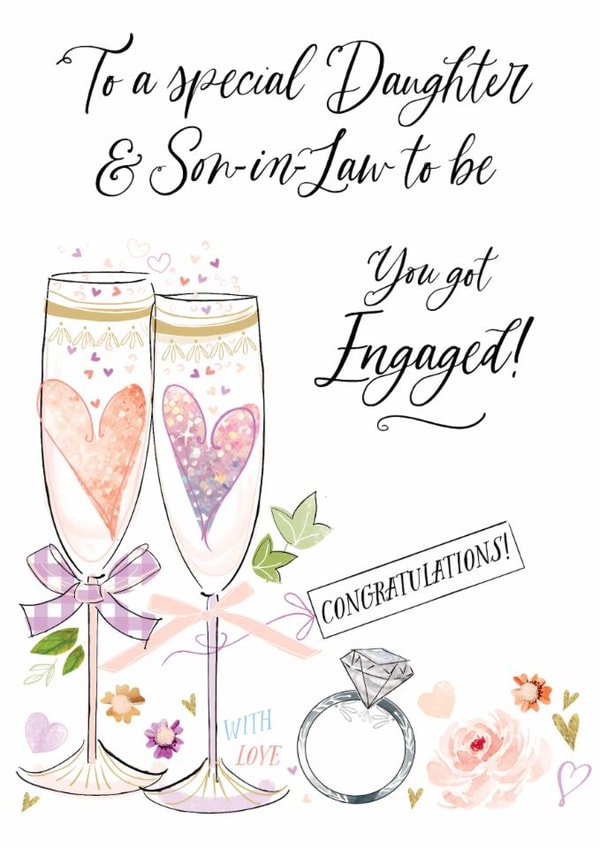 Classic Engagement Card - For Daughter & Son-In-Law To Be - Glasses created by Katie Phythian Design
