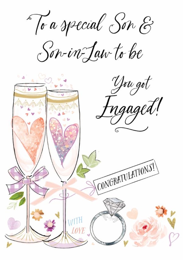 Traditional Engagement Card - For Son & Son-In-Law To Be - Glasses created by Katie Phythian Design