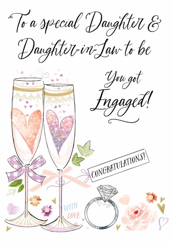 Classic Engagement Card - For Daughter & Daughter-In-Law To Be - Glasses created by Katie Phythian Design