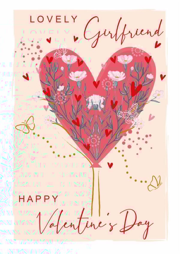 Pretty Valentine's Day Card - For Girlfriend - Love Heart Tree - Flowers & Butterfly created by SABIVO Design by Sabina