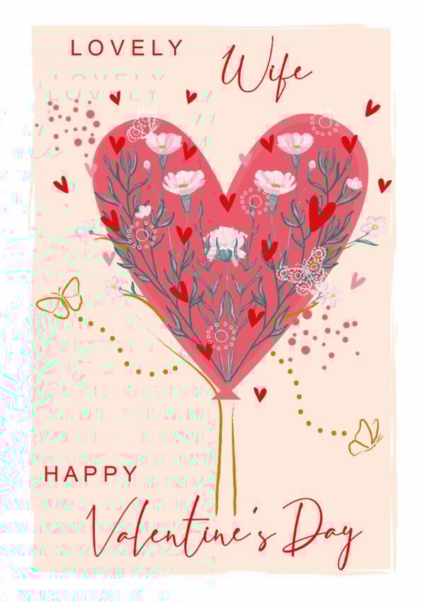 Pretty Valentine's Day Card - For Wife - Love Heart Tree - Flowers & Butterflies created by SABIVO Design by Sabina