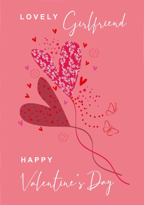 Traditional Valentine's Day Card - For Girlfriend - Floral Love Heart Balloons created by SABIVO Design by Sabina