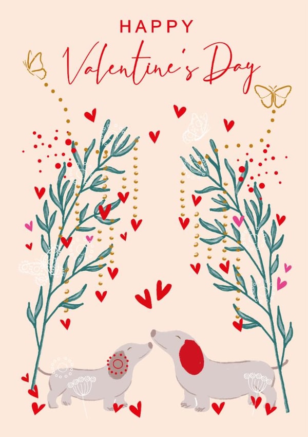 Pretty Valentine's Day Card - Dachshunds - Botanical Arch created by SABIVO Design by Sabina