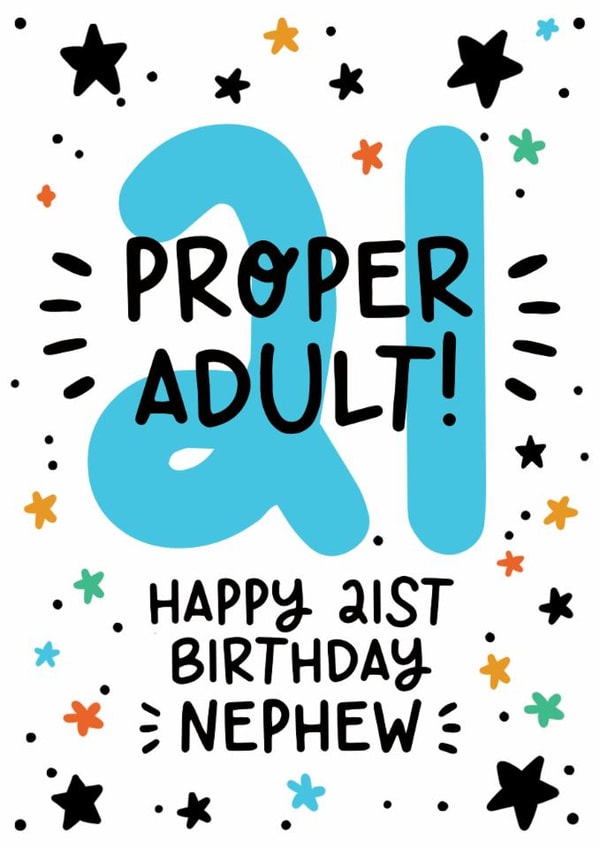 Cute 21st Birthday Card - For Nephew - Stars created by Lyndsay Moon