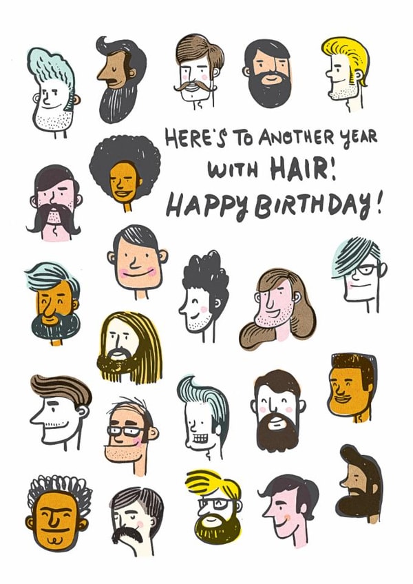 Funny Birthday Card - Another Year With Hair created by Ohh Deer
