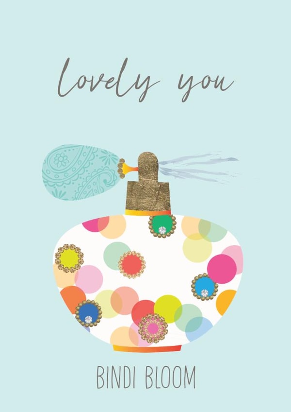 For Her Birthday – Perfume Bottle with Playful Spots – Lovely You Bindi Bloom created by Kalikoh Studio