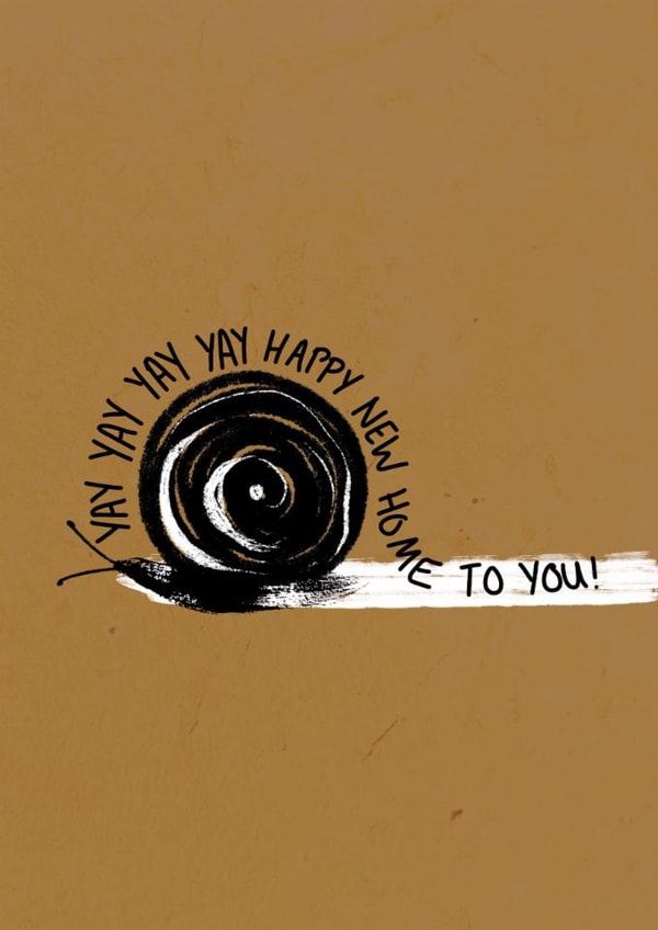 Minimalist New Home Snail card for friend or family moving house created by Mayah Wetherell