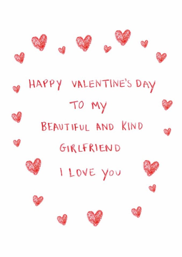 Romantic Valentine’s Day Card - For Girlfriend - Beautiful And Kind I Love You created by HCD Illustration