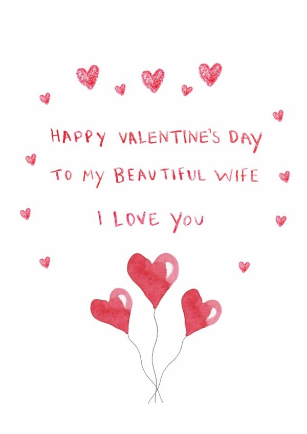Romantic Valentine’s Day Card - For Wife - Beautiful Hearts created by HCD Illustration