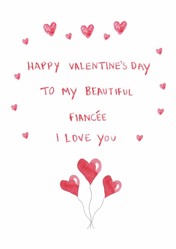 Romantic Valentine’s Day Card - For Fiancee - I Love You created by HCD Illustration