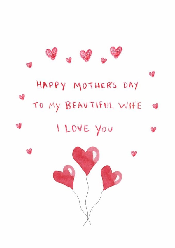 Heartfelt Mothers Day Card - For Wife - I Love You created by HCD Illustration
