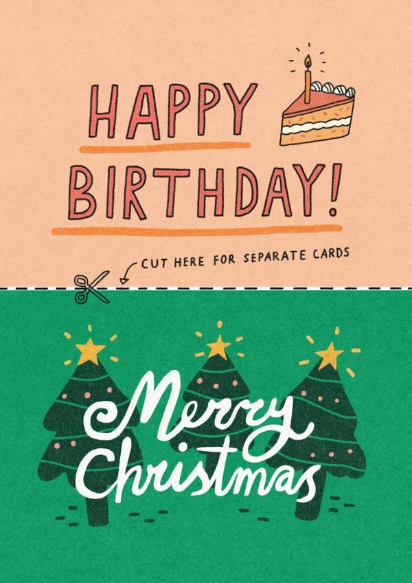 Funny Birthday Card - Christmas Birthday - Combined created by Sunpatch Society