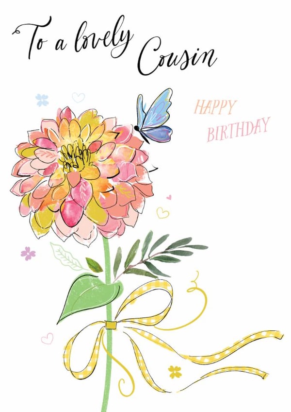 Classic Birthday Card - For Cousin - Flower created by Katie Phythian Design