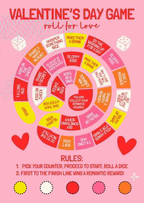 Fun Valentine's Day Card - Roll For Love - Game created by AbiGoLucky