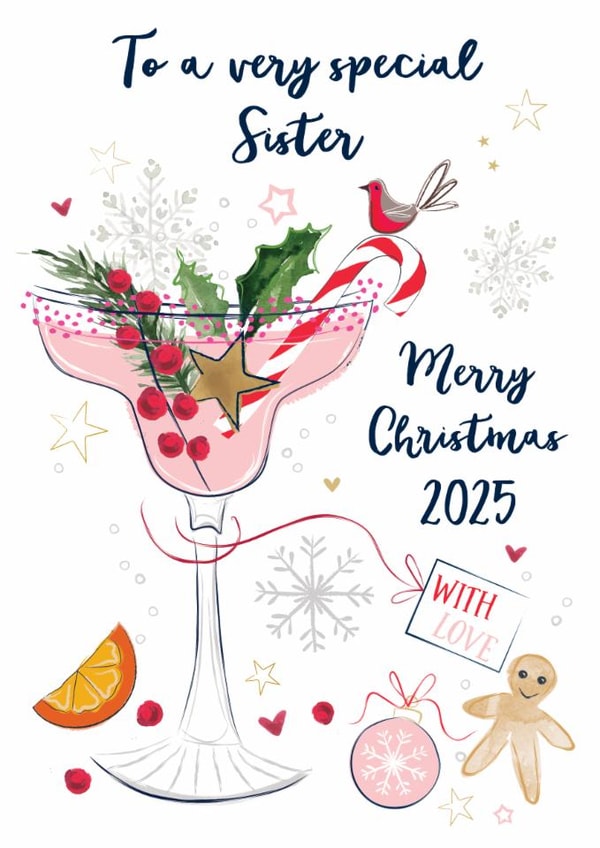 Traditional Christmas Card - For Sister - 2025 created by Katie Phythian Design