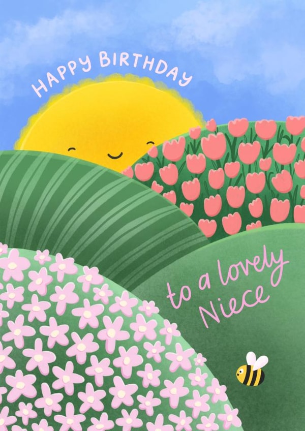 Cute Birthday Card - For Niece - Sunshine & Flowers created by Macie Dot Doodles