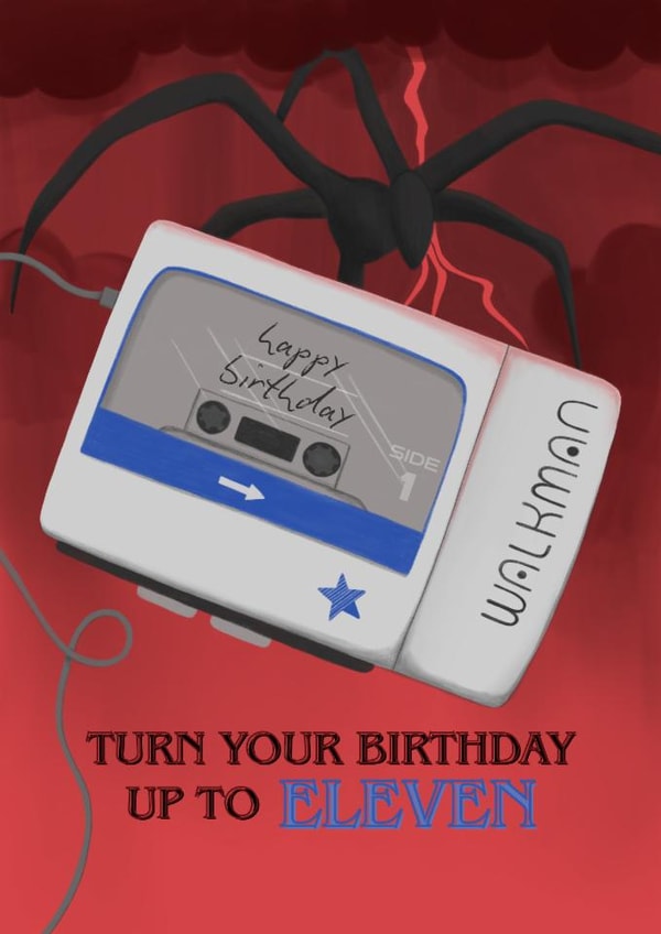 Fun Birthday Card - Stranger Things - Walkman created by Sian Moore Illustration