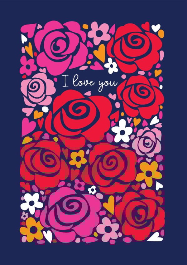 Classic Valentine's Day Card - Roses - I Love You created by Happy Street