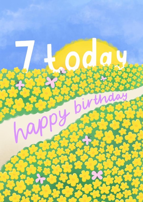 Pretty Birthday Card - 7th - Flowers And Butterflies created by Macie Dot Doodles