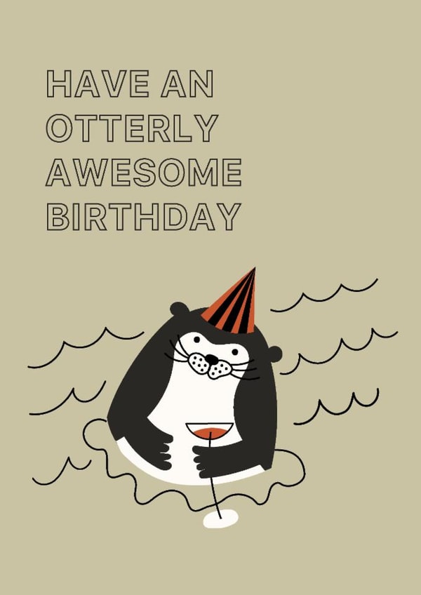 Cute Birthday Card – Otterly Awesome created by Liina Lember