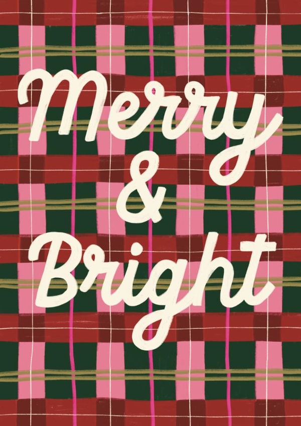 Classic Christmas Card - Merry And Bright - Colourful Check created by Mallory McAfee