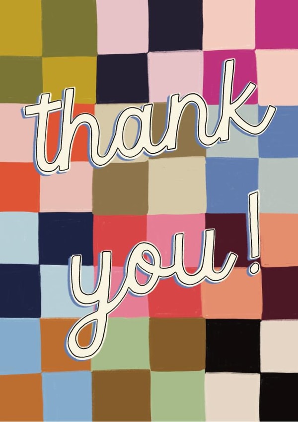 Classic Thank You Card - Colourful Checkerboard created by Mallory McAfee