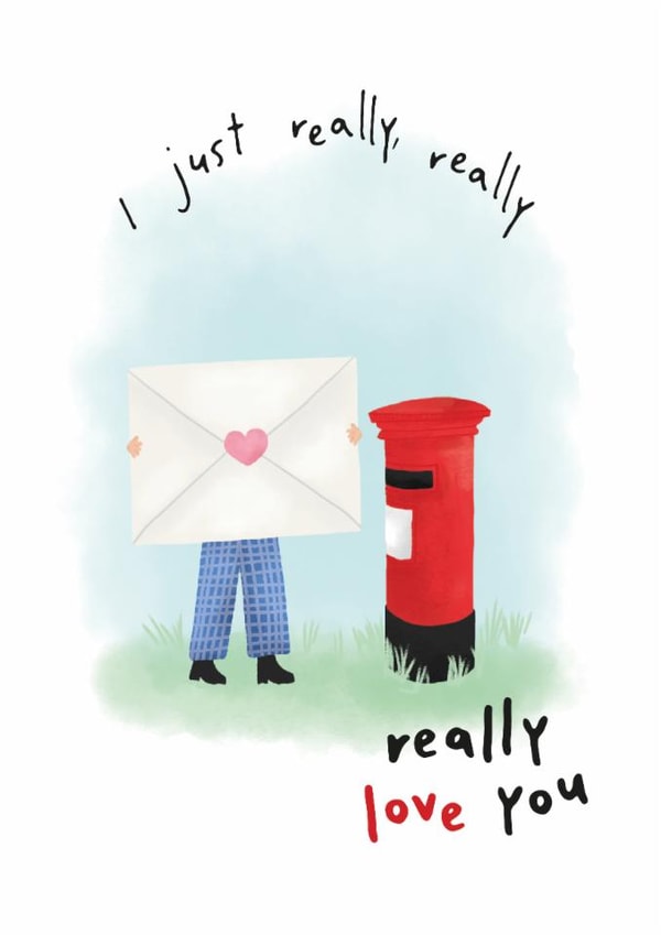 Heartfelt Valentines Card - Really Love You - Post created by Dandelion Stationery