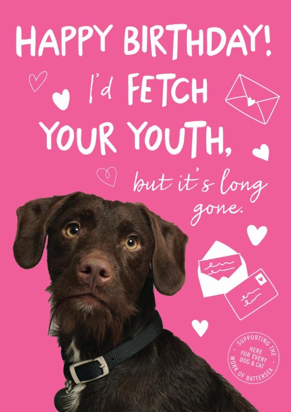 Funny Birthday Card - Chasing Youth - Battersea Charity Card created by Cardology