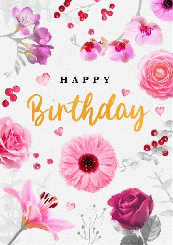 Traditional Birthday Card - For Her - Flowers created by Emma Proctor