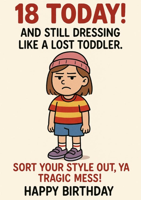 Funny 18th Birthday card created by ZFG Cards