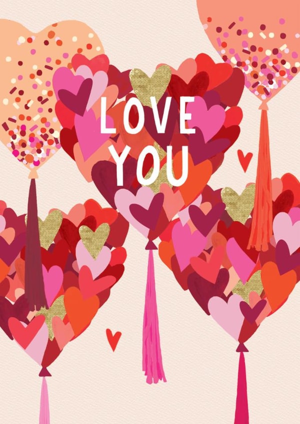 Classic Valentine's Day/Anniversary Card - Love You - Heart Balloons created by Louise Tiler