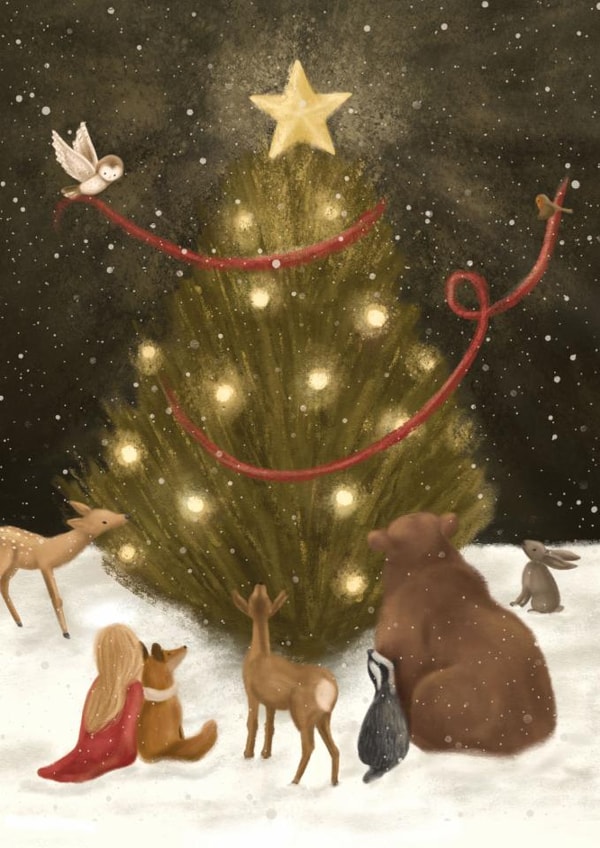Classic Christmas Card - Woodland Animals - Christmas Tree created by Jo Couch