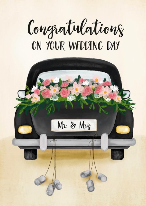 Classic Wedding Card - Car - Mr & Mrs created by Jane Beljo