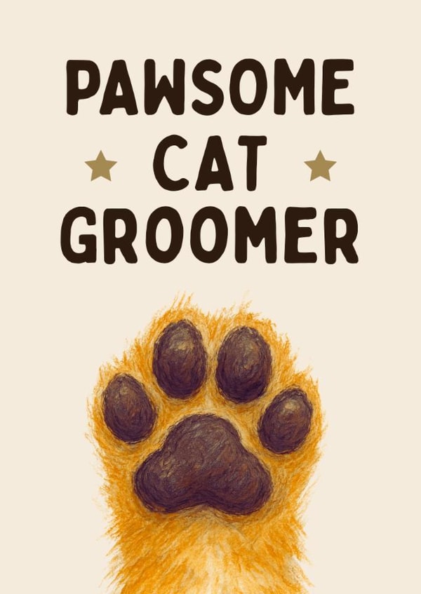 Cute Thank You Card - For Cat Groomer - Paw Print created by Hello Fridays Studio
