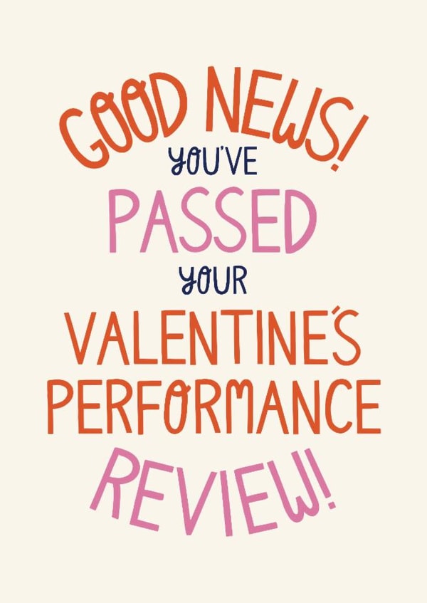Funny Valentine’s Day Card - Good News - Performance Review created by Christine Cuddihy Illustration