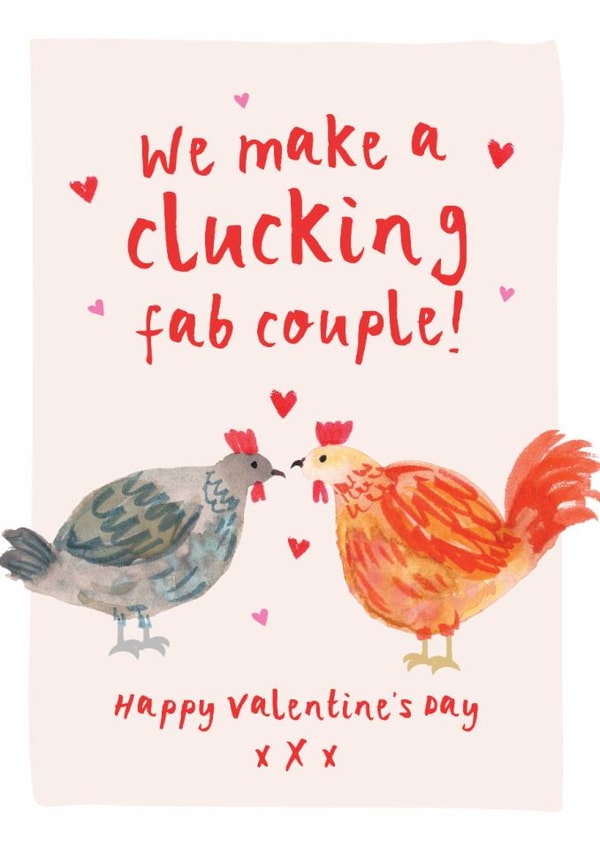 Cute Valentine's Day Card - Clucking Fab Couple! - Chickens created by Bow & Bell