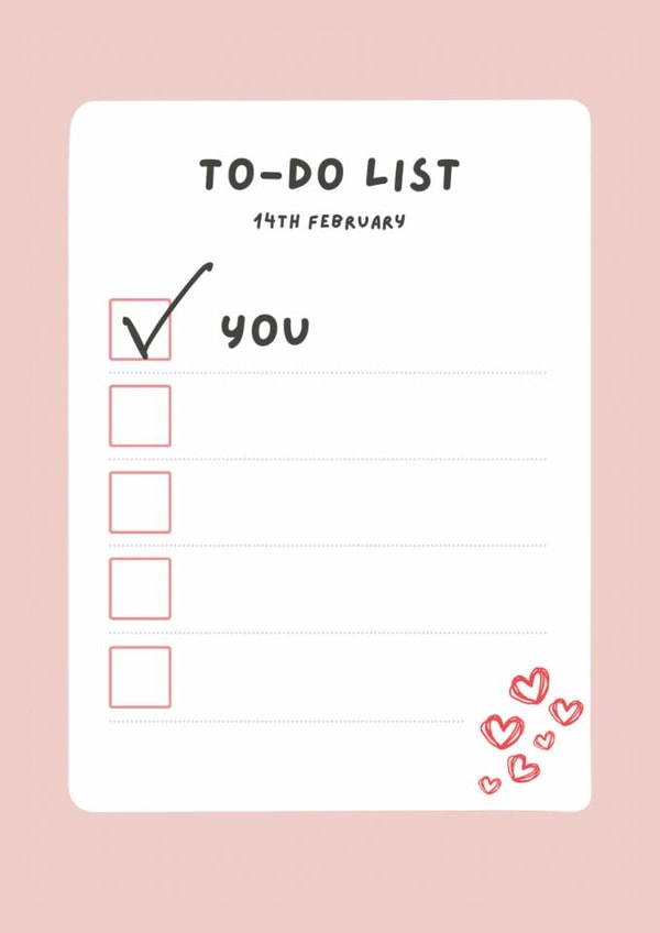 Saucy rude to do list valentines card created by thekhedit